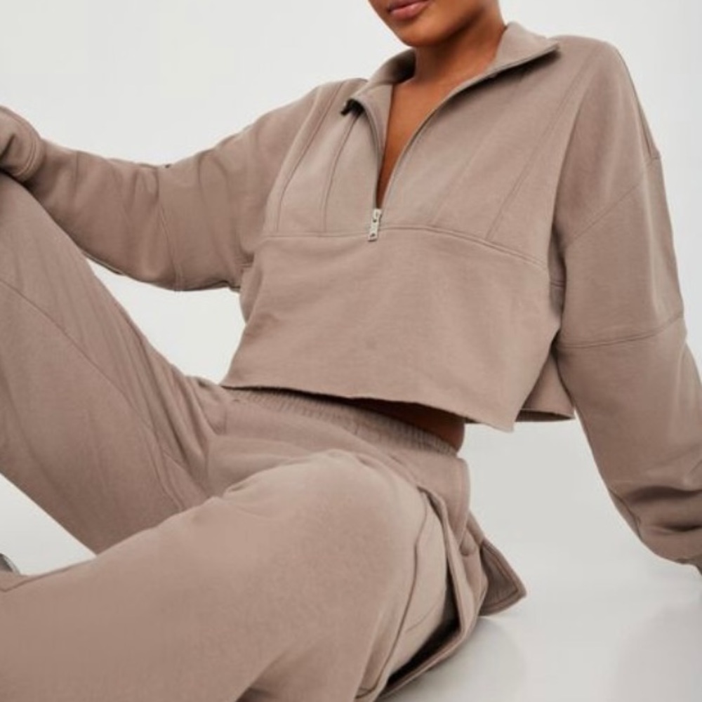Half zip cropped sweater